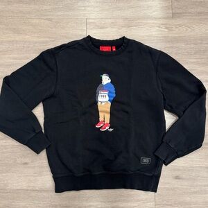 Black Crewneck Sweater with Graphic Design